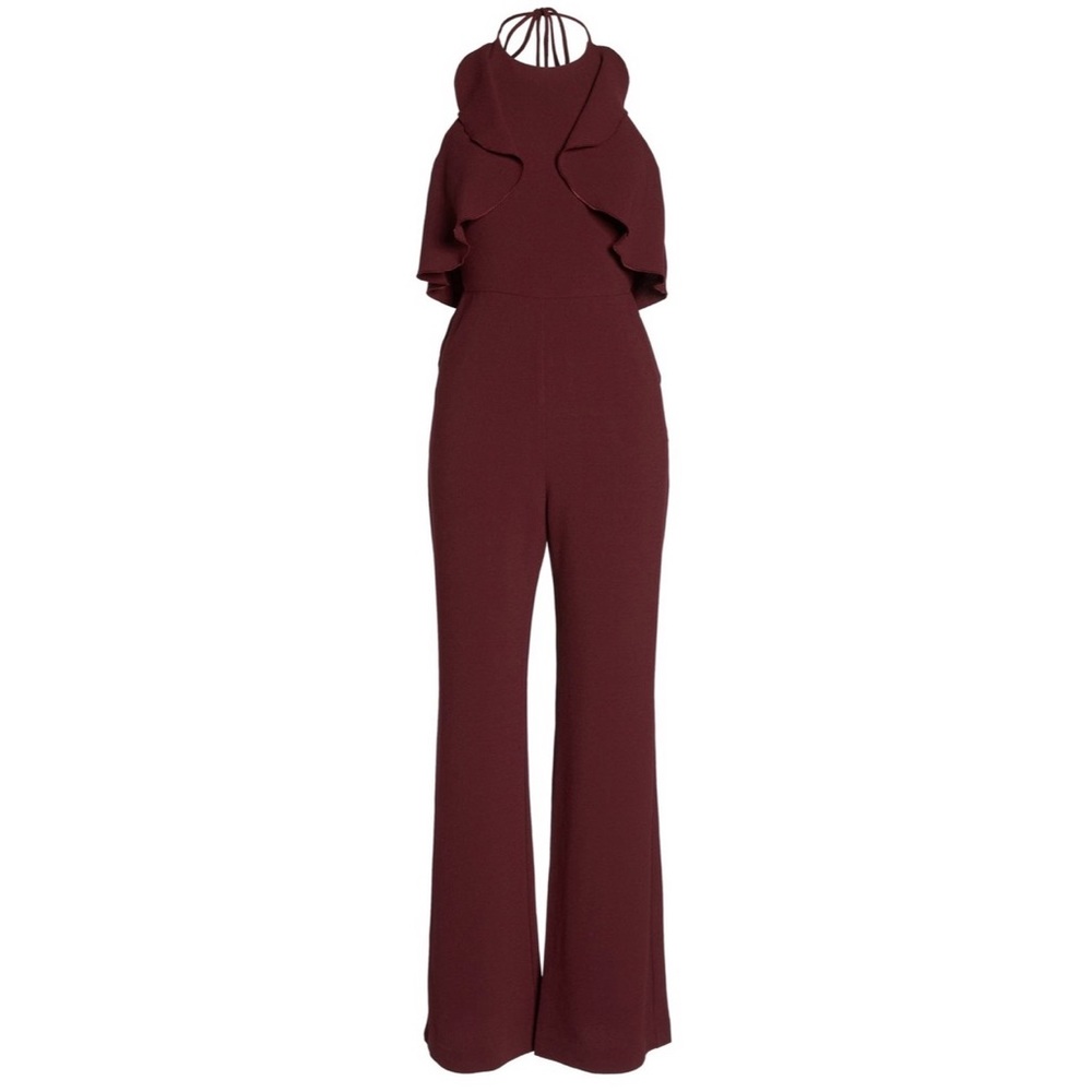 Burgundy Wine Halter Jumpsuit